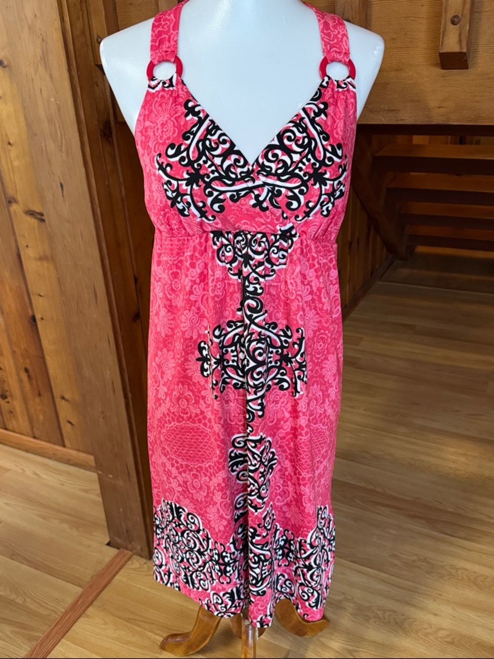 INC Size Large L Pink black Patterned Sleeveless Women's Dress
